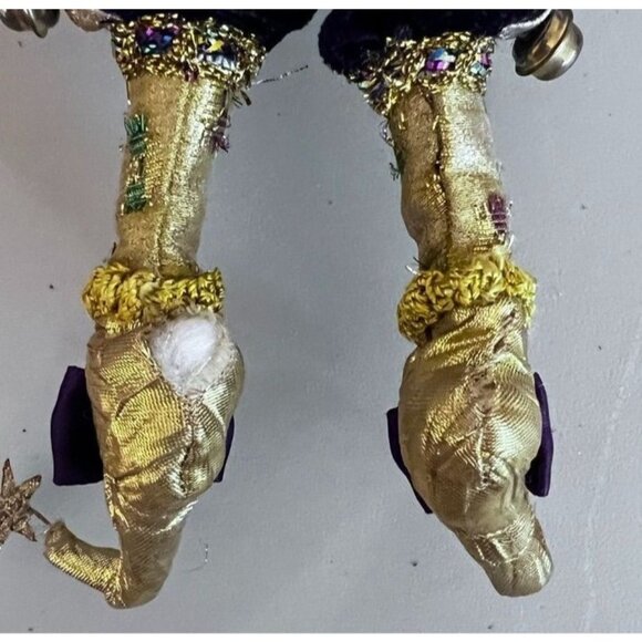 Mark Roberts Fairy Wizard Elf Santa Figurine Decor Purple/Gold Velvet Stars Bell - Picture 5 of 8